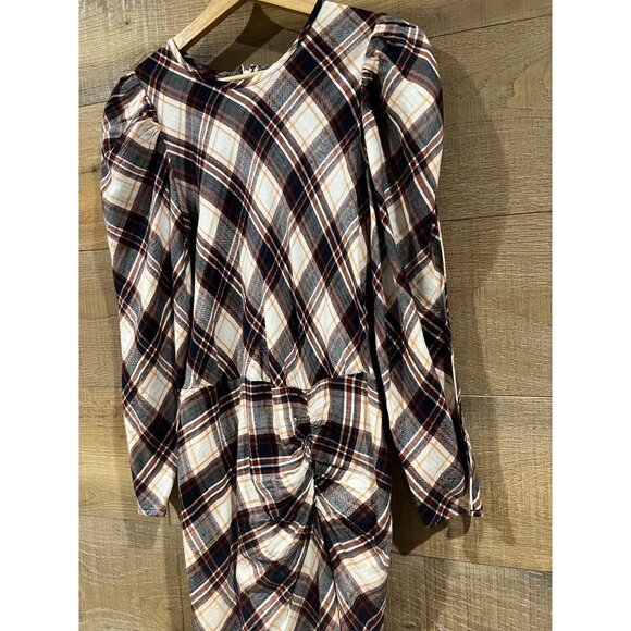 NWT VERONICA BEARD Agnor Plaid Puff Sleeve Mini Dress SIZE 4 - Picture 5 of 13